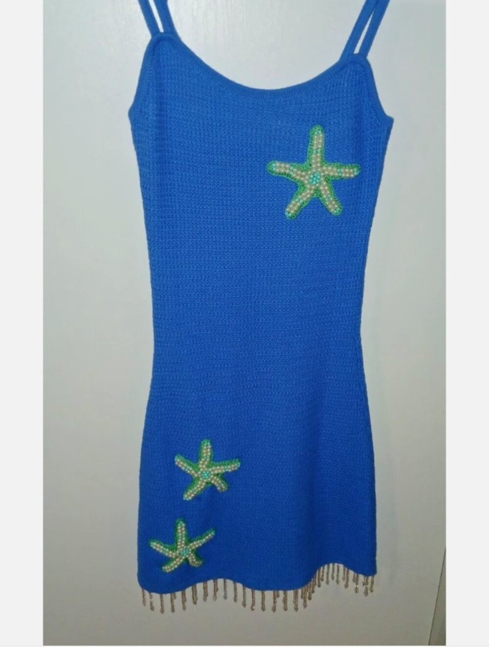 Capittana Marilei applique hand beaded Fringe dress starfish xs/s